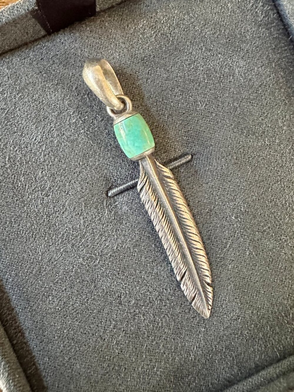 David Yurman Southwest Feather Amulet Pendant w/ Turquoise - RARE